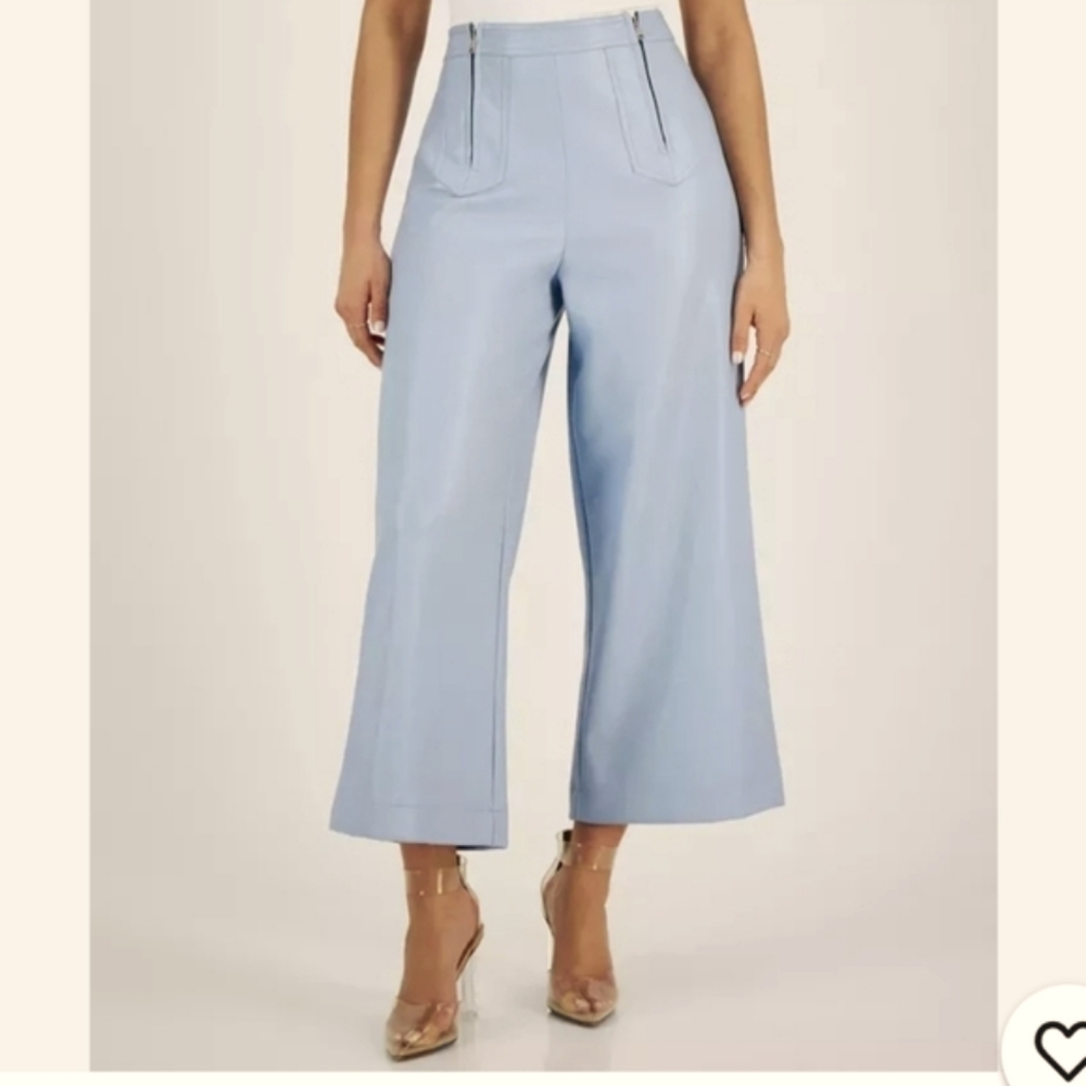 Avec Les Filles Light Blue Cropped Wide-Leg Pants